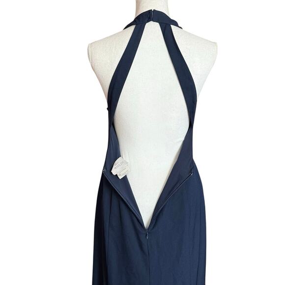BHLDN Anthropologie NAVY dark blue Montreal maxi dress halter women's size 8 - Picture 8 of 12